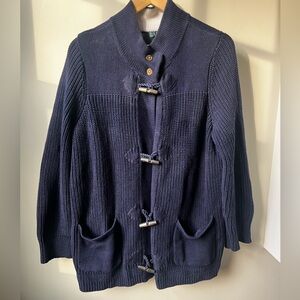 RALPH LAUREN Toggle Knit Cardigan Sweater Chunky Ribbed Grandpa‎ Old Money 1X